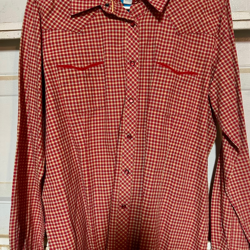 Women's Red Checkered Button Down Shirt